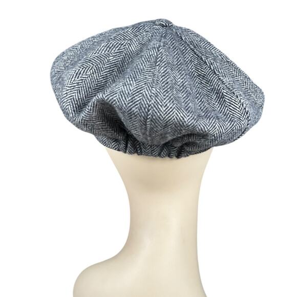 Mucros Weavers Ireland Gray Herringbone Newsboy Cap Hat One Size Wool Blend - Picture 10 of 16